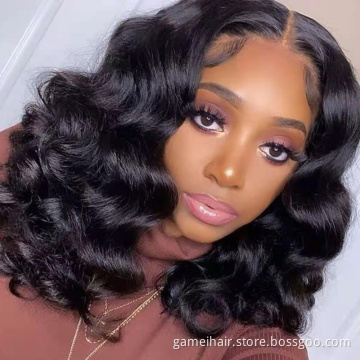 Wholesale bob Raw Indian Virgin Human Hair Hd Full Lace Frontal Bob Wigs Human Hair Transparent Lace Front Wig For Women